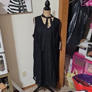 NY Collection Black Sleeveless Lace Dress
